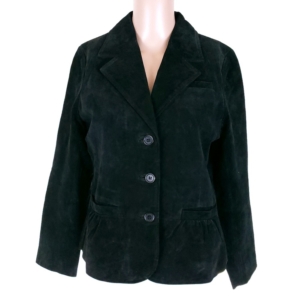 Pursuits Women Button Leather Jacket Long Sleeves Black Size PM - NWT